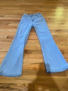 SHEIN Light Blue High-Rise Flare Jeans
